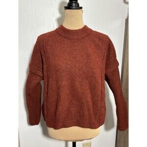 Madewell Cable Havener Pullover Sweater Womens Small Orange Auburn Alpaca Blend